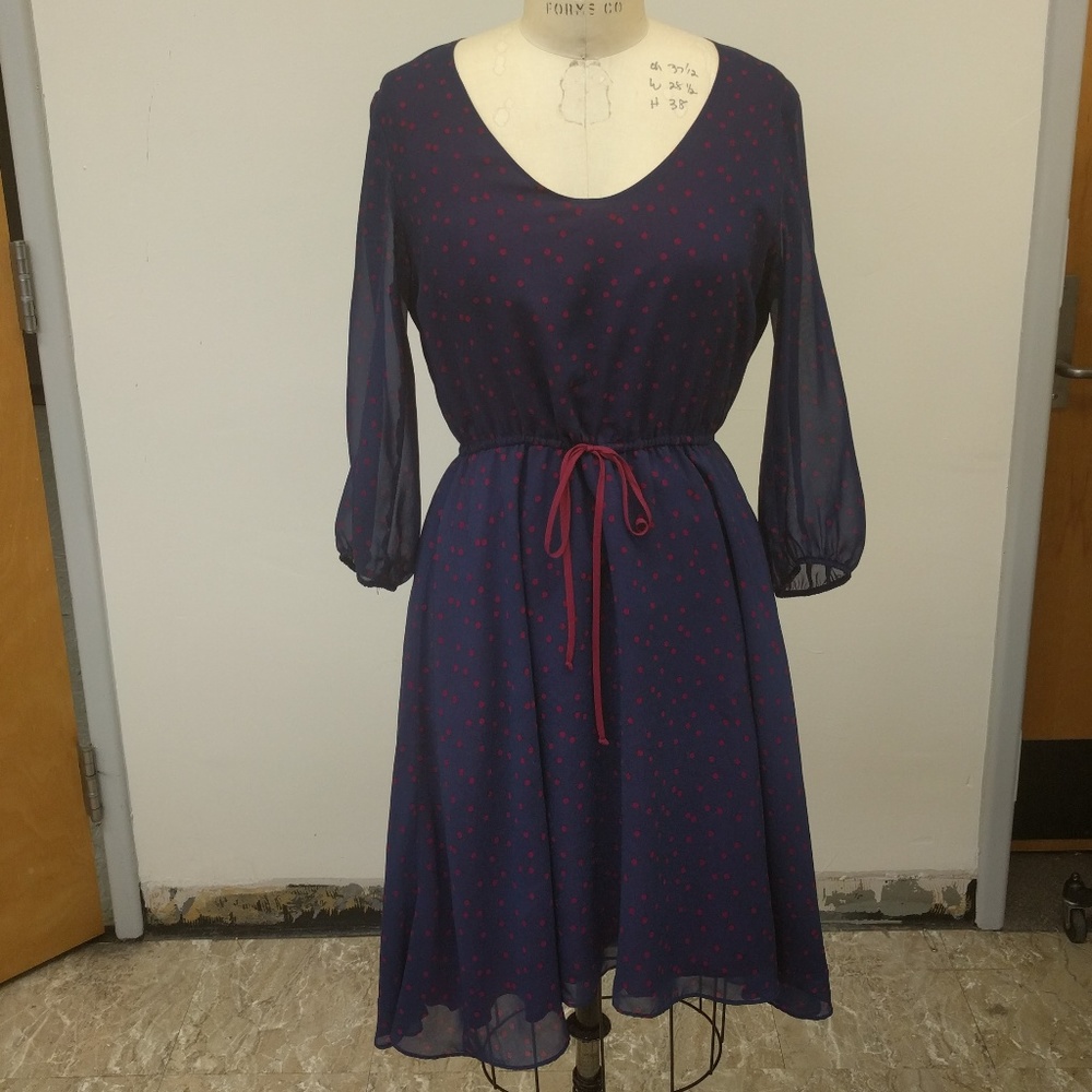 Long Sleeved Polka Dot Hi-Low Dress